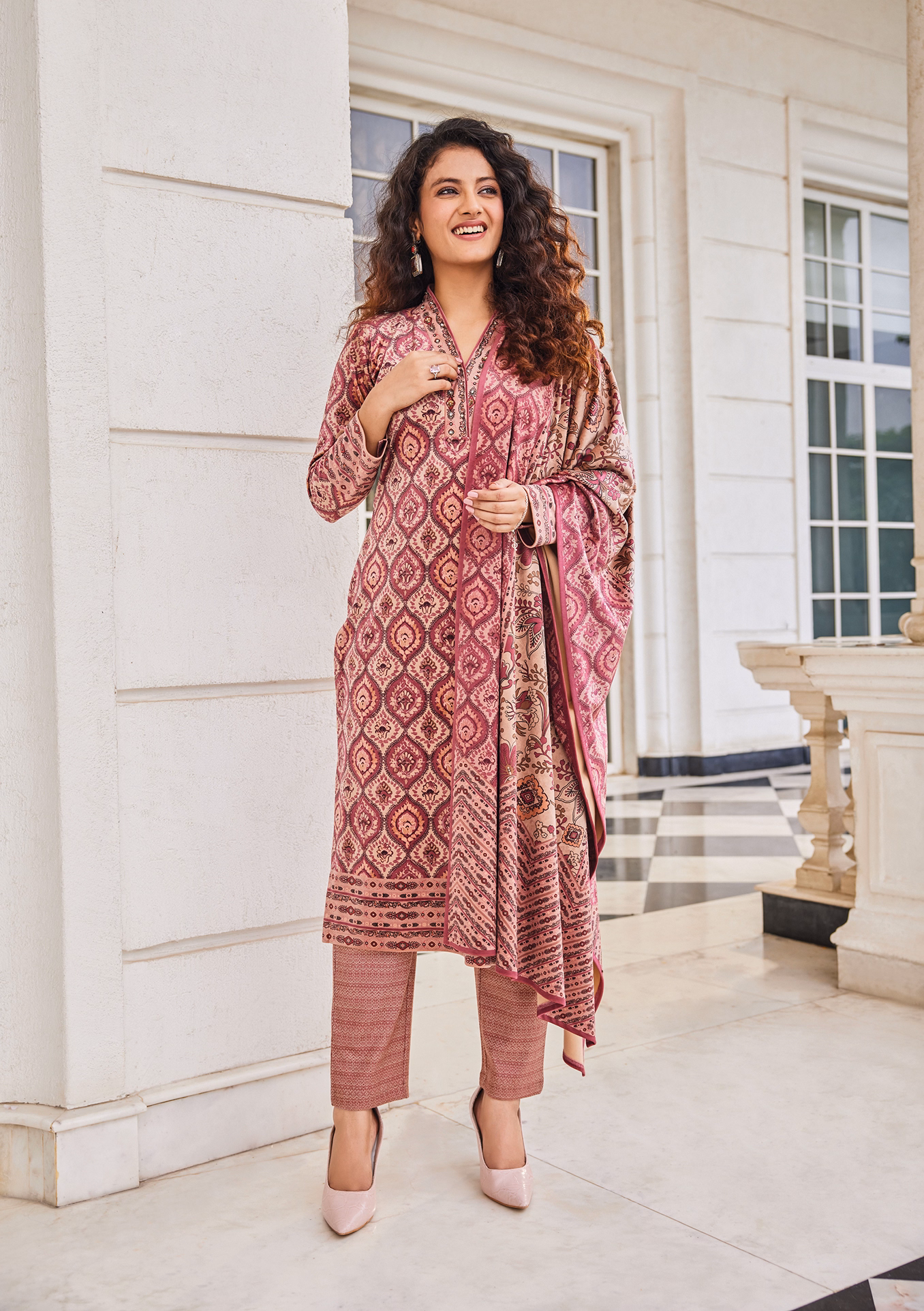 Red Adrika Suit Set