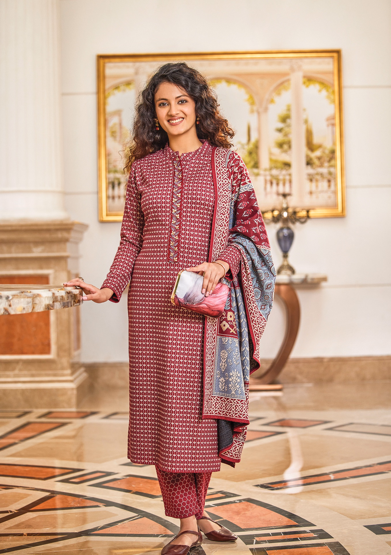 Red Adrika Suit Set